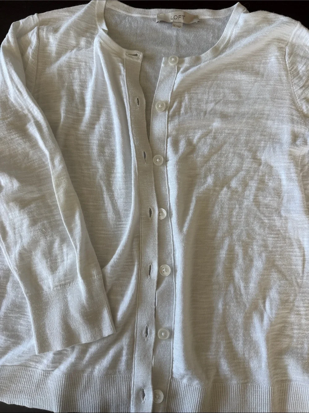 LOFT Soft White Henley Cardigan - Picture 4 of 7
